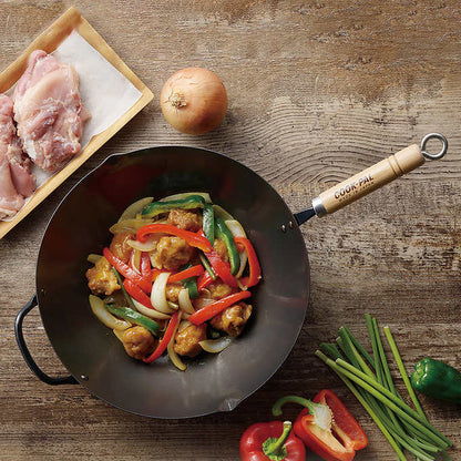 YOSHIKAWA Cook-Pal Ren Nitrided Carbon Steel Beijing Wok 36cm - Japan