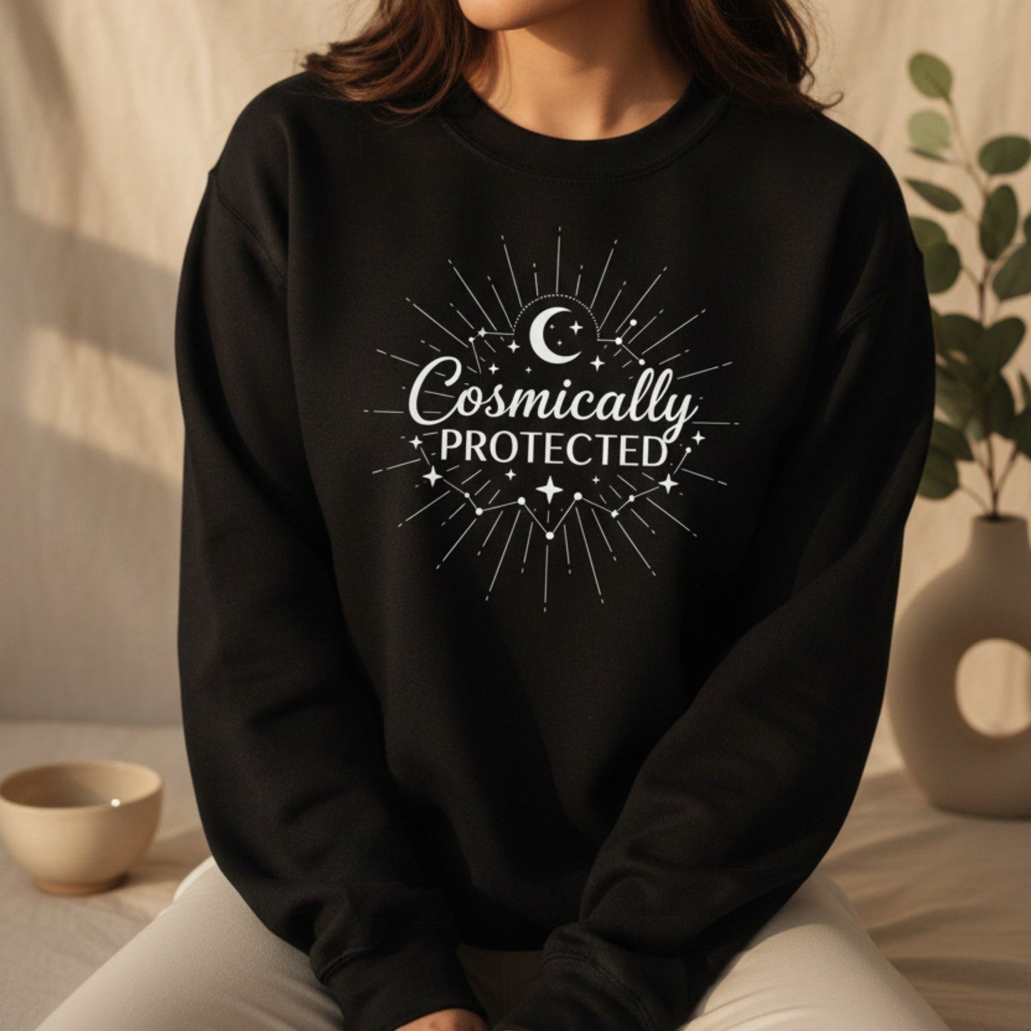 Cosmically Protected Sweatshirt | Celestial Crewneck for Women | Spiritual Gift