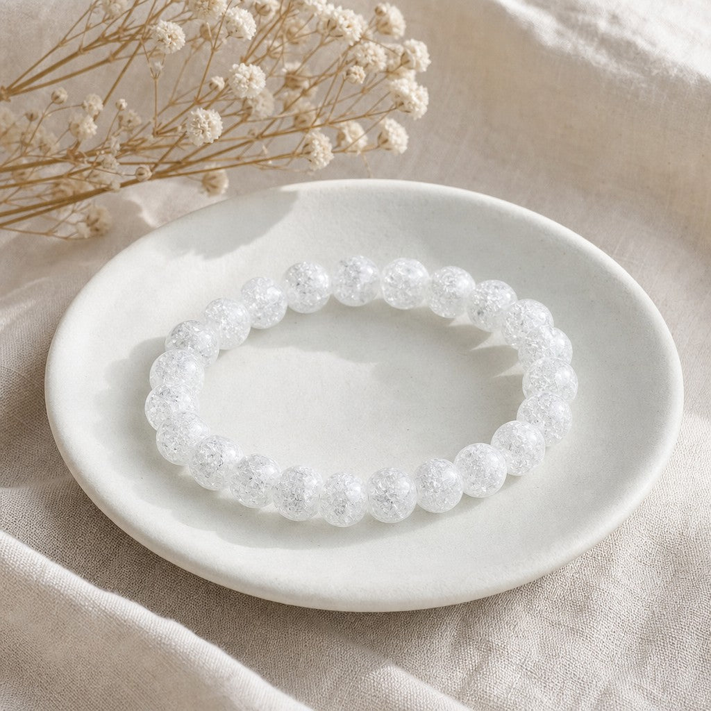 Crackle Quartz Round Bracelet - 8mm