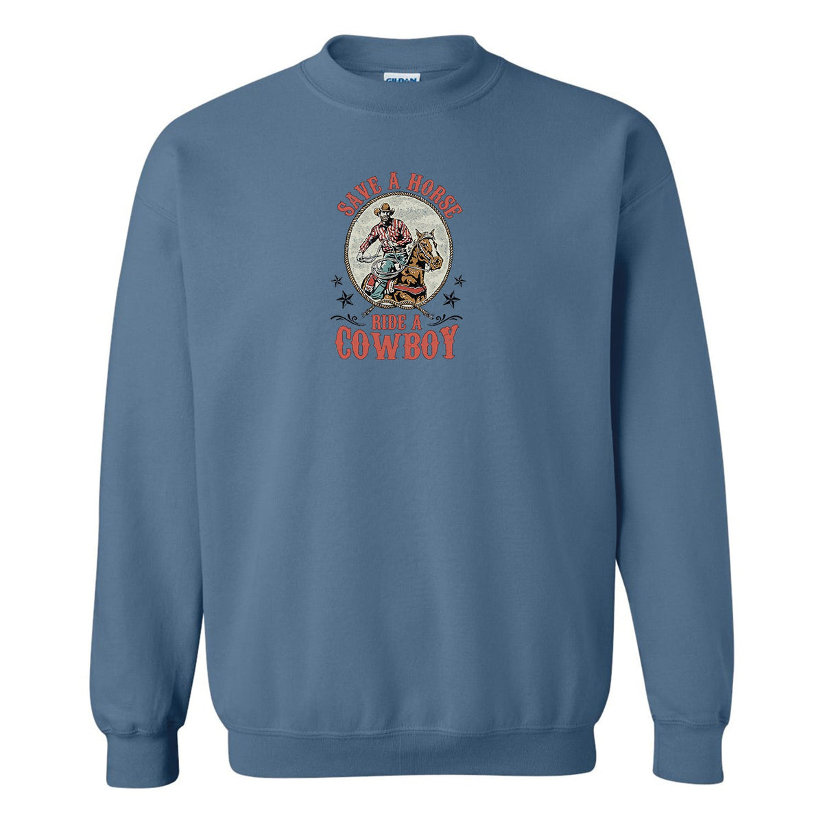 Crewneck "Save a horse, ride a cowboy" imprimé