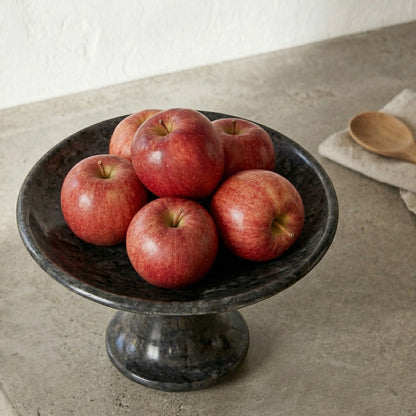 Plateau de service en marbre sur pied - Noir anthracite