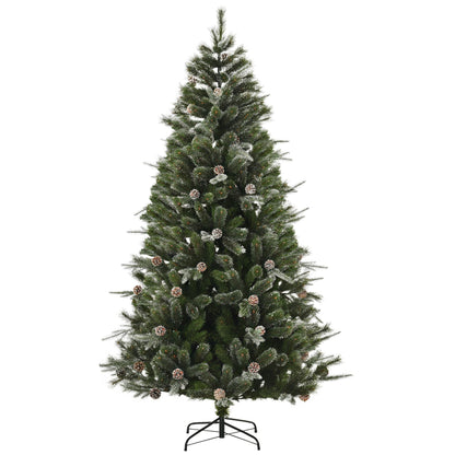 HOMCM 7FT Artificial Christmas Snow Pine Tree Holiday Home Xmas Decoration With Automatic Open, Pinecone, Green (Canada Delivery Only)