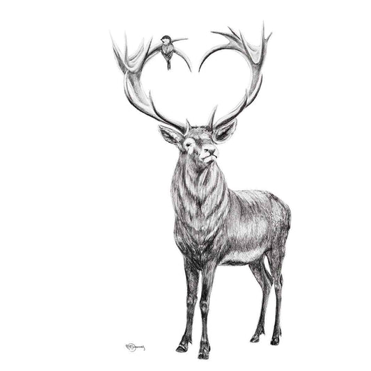 Deer with heart shaped antlers - illustration