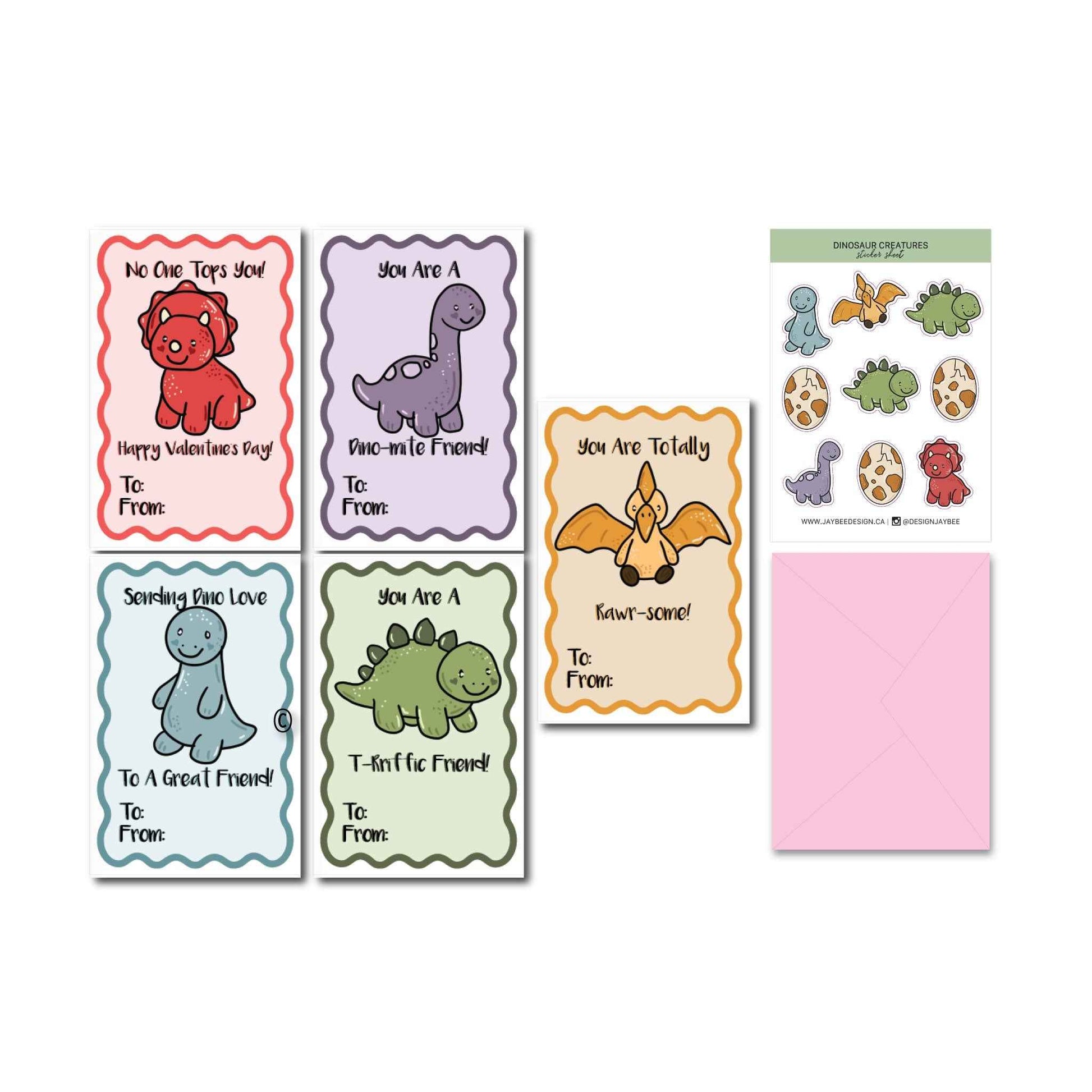 Dinosaur Valentine Set - Card Set