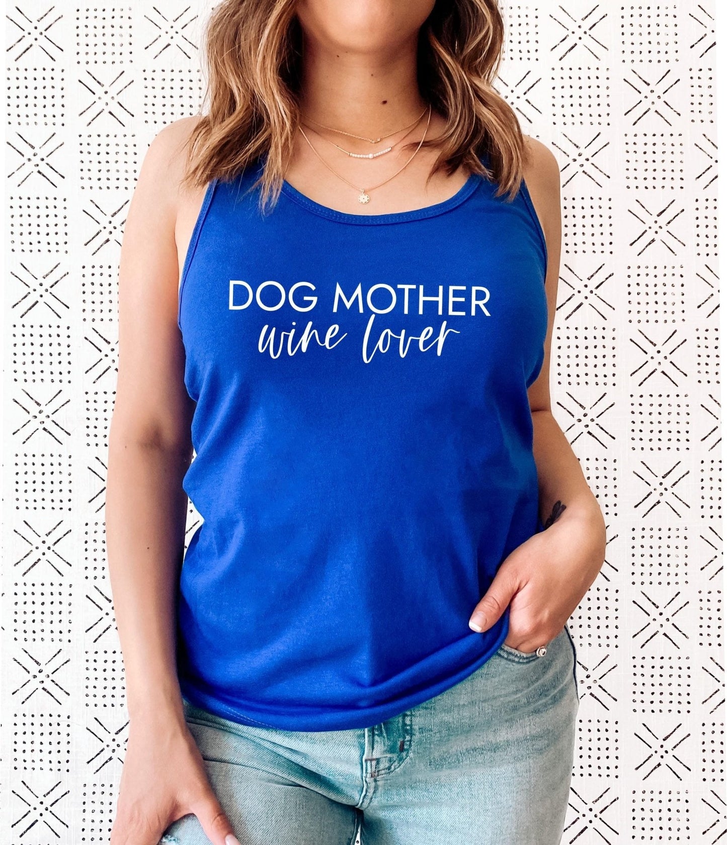 Dog Mother Wine Lover Racerback Tank Top