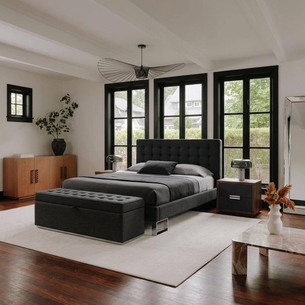 Edmonton Contemporary Graphite Tufted Bed
