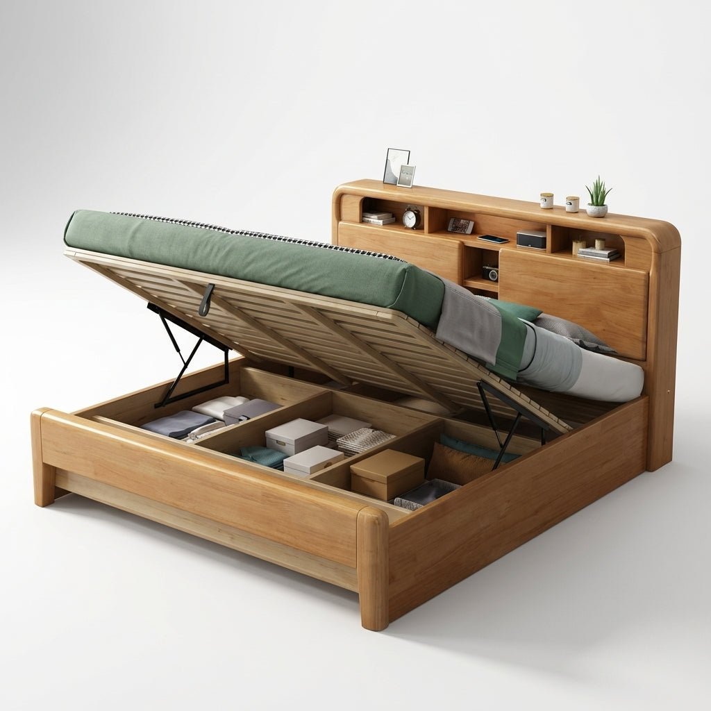 Ellie Crafted Solid Wood Smart Storage Bed