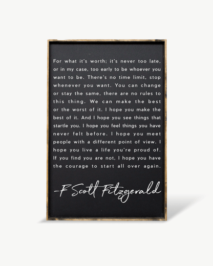 F. Scott Fitzgerald Wood Sign