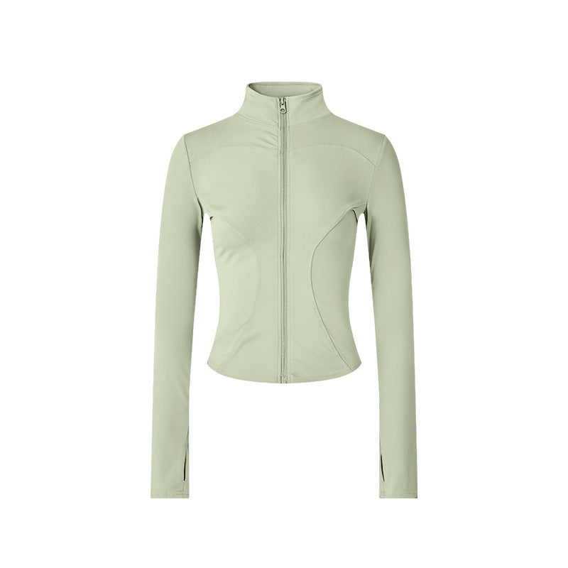 Women’s Long-Sleeve Zip-Up Workout Jacket – Tight-Fit Yoga & Fitness Top
