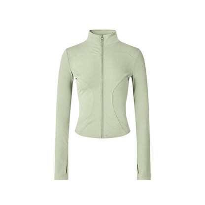 Women’s Long-Sleeve Zip-Up Workout Jacket – Tight-Fit Yoga & Fitness Top