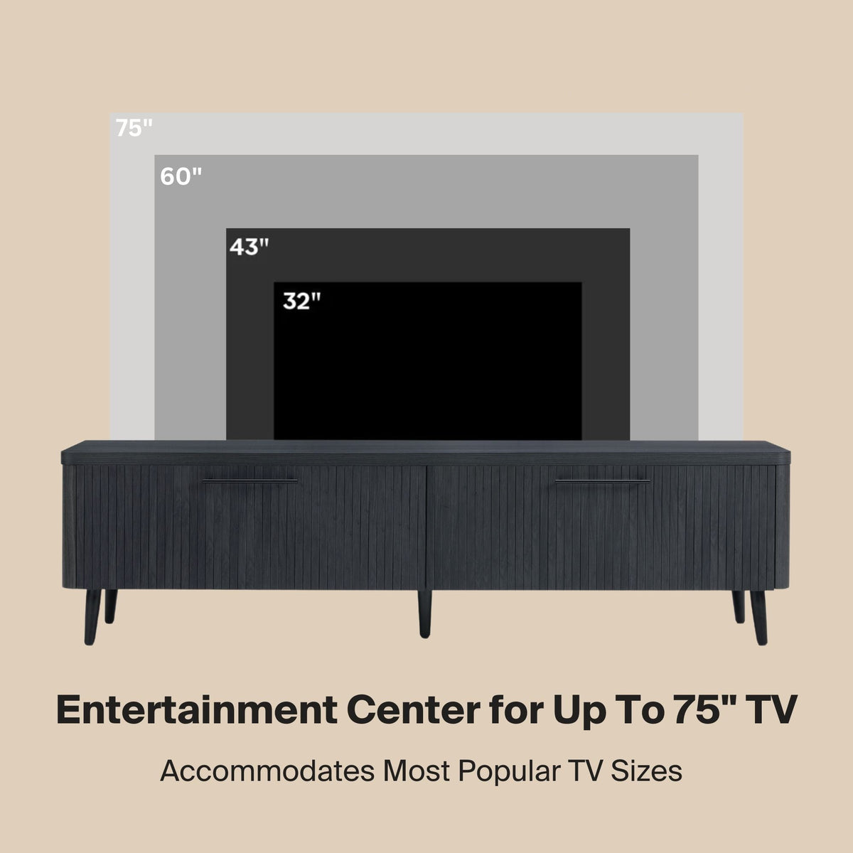 Tempo 69" Fluted TV Stand with 2 Drawers - Multiple Color Options