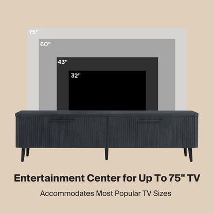 Tempo 69" Fluted TV Stand with 2 Drawers - Multiple Color Options
