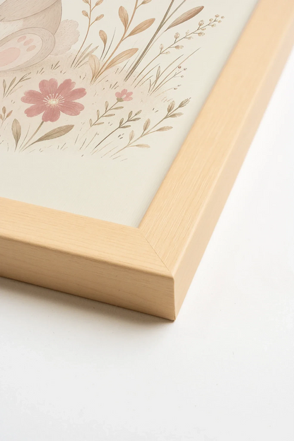 FLOWER BUNNY, Oeuvre sur toile rigide, encadré Naturel Clair (collective)