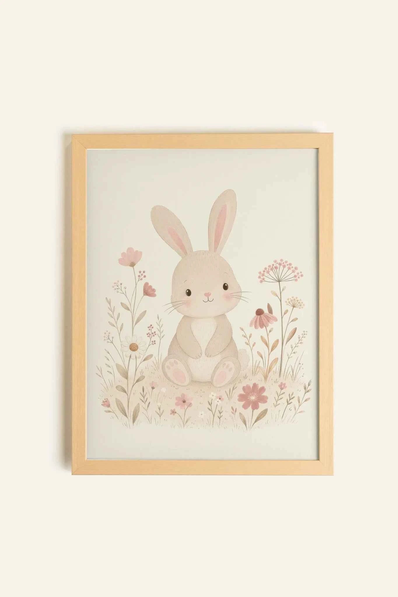 FLOWER BUNNY, Oeuvre sur toile rigide, encadré Naturel Clair (collective)