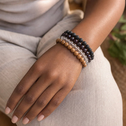 Garnet B Faceted Round Bracelet - 8mm