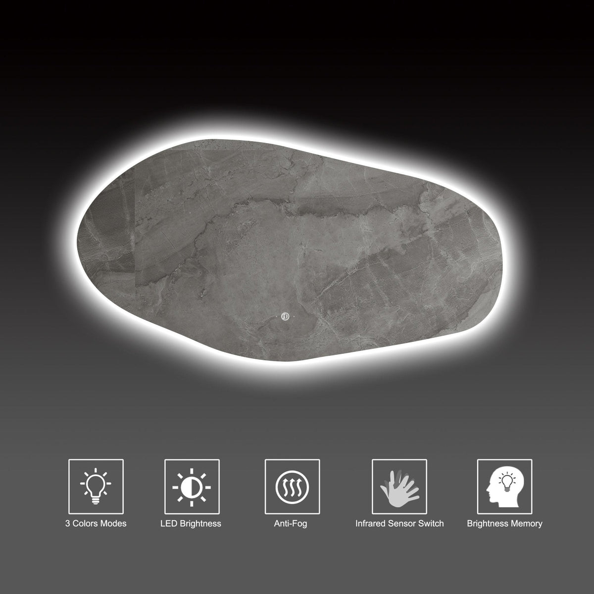 42" Glide Backlit LED Bathroom Mirror, Tempered Glass, Copper-Free HD Silver Mirror, Anti-Fog