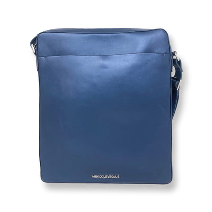 Sac d’ordinateur en cuir à bandoulière bleu marine | MalKa