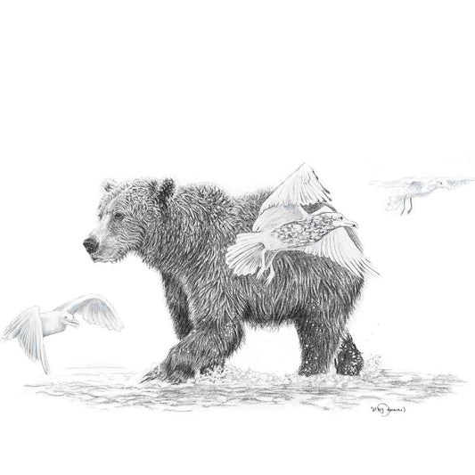 Grizzly with Birds - Woodland Animal Wall Art