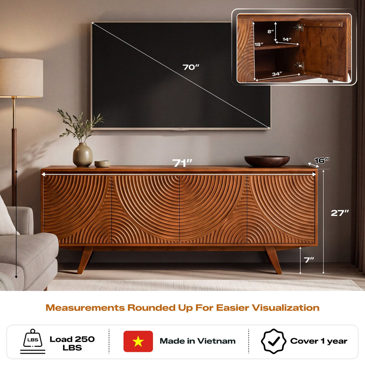 Harmony Solid Wood TV Stand