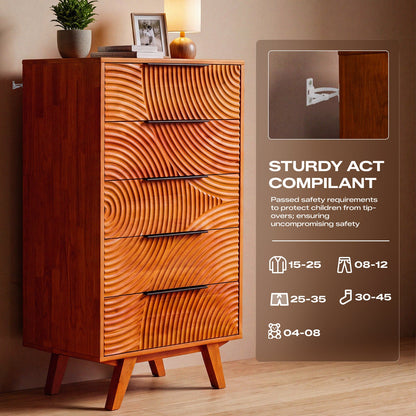 Harmony Solid Wood Dresser with 5 Drawers
