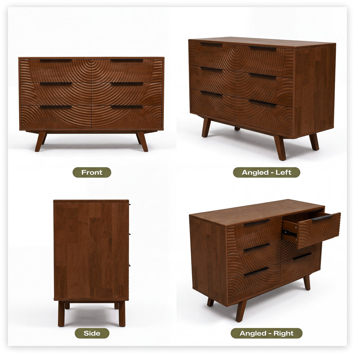 Harmony Solid Wood Dresser with 6 Drawers