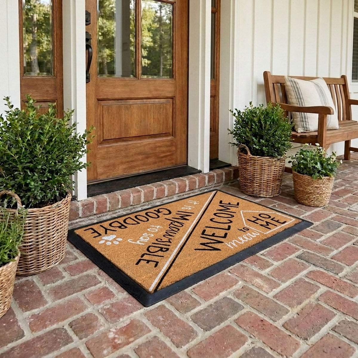 hello/goodbye rectangular doormat set