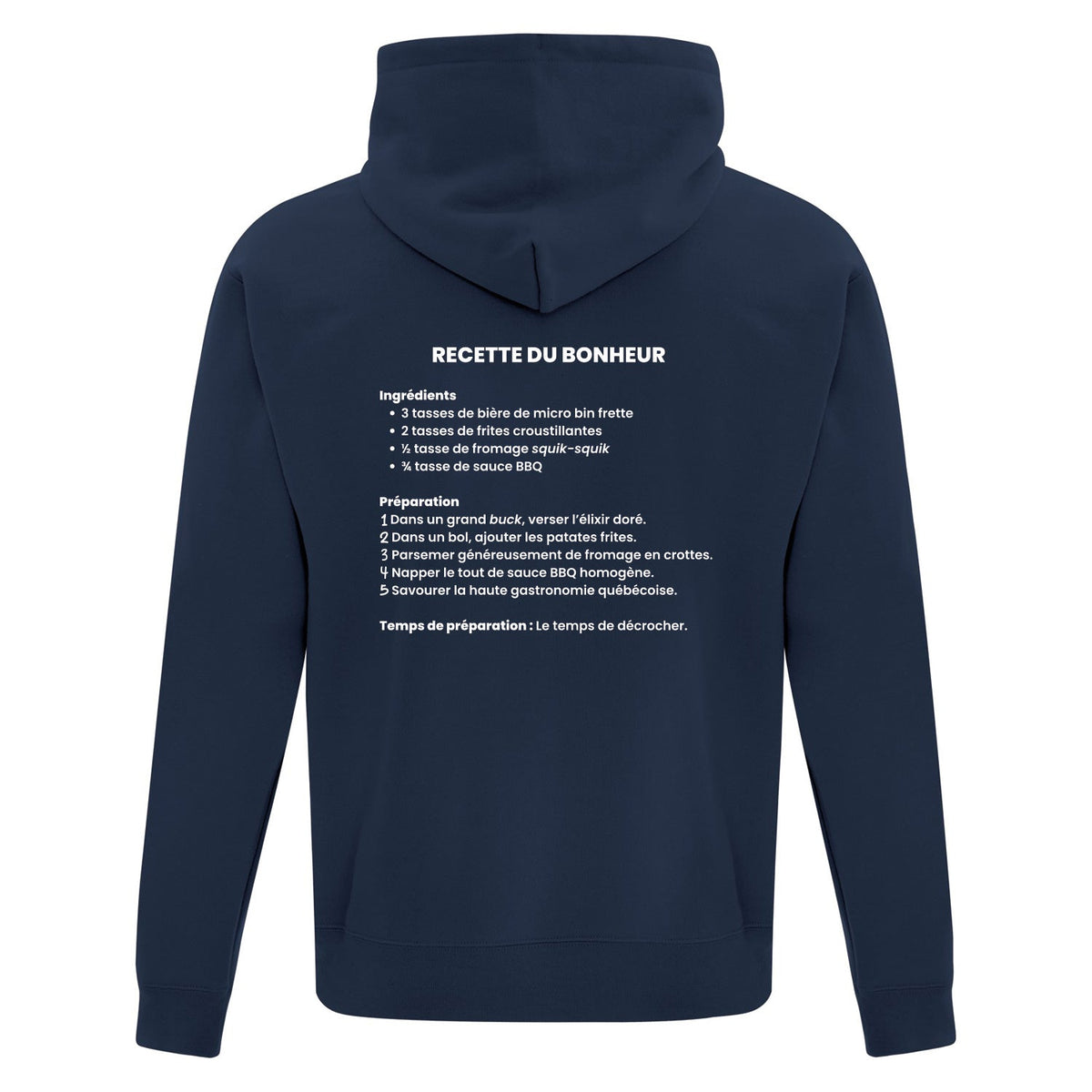 Hoodie "Recette du bonheur" imprimé