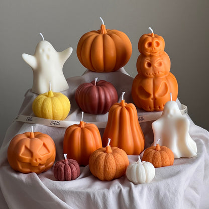 Large Pumpkin Candle: Hand-Poured Soy Wax, Autumn Decor