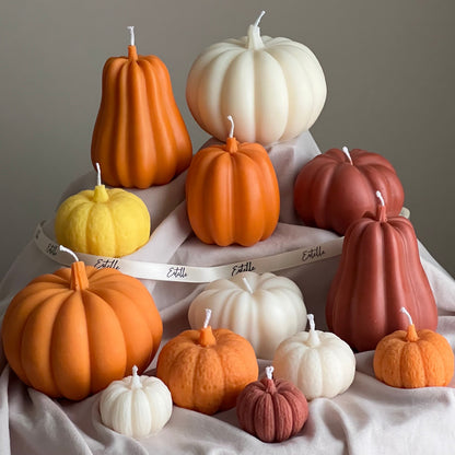 Handmade Pumpkin Soy Wax Candle Set: Autumn Home Decor