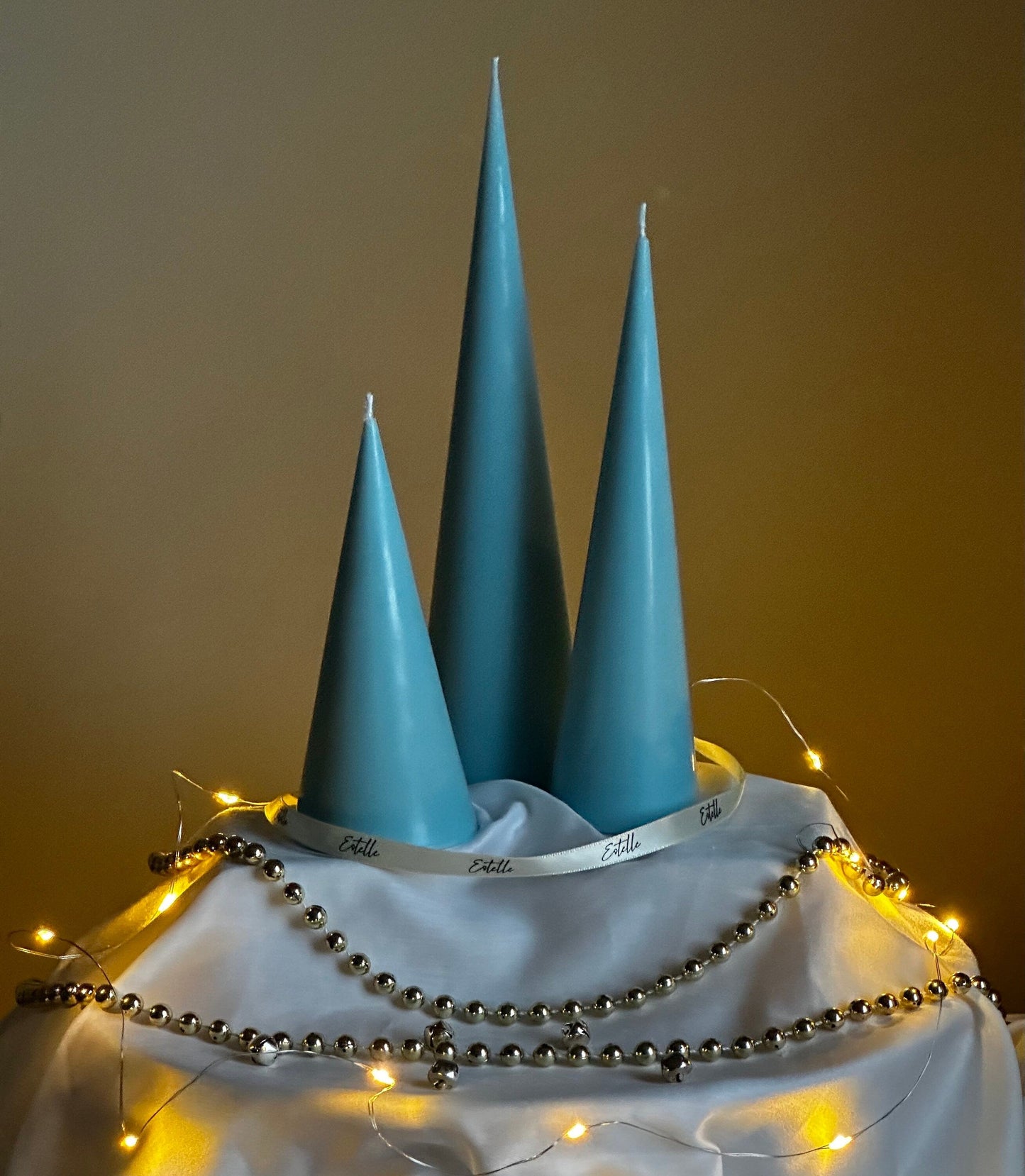 Minimalist Christmas Cone Candle Set: Hand Poured Soy Wax Decor
