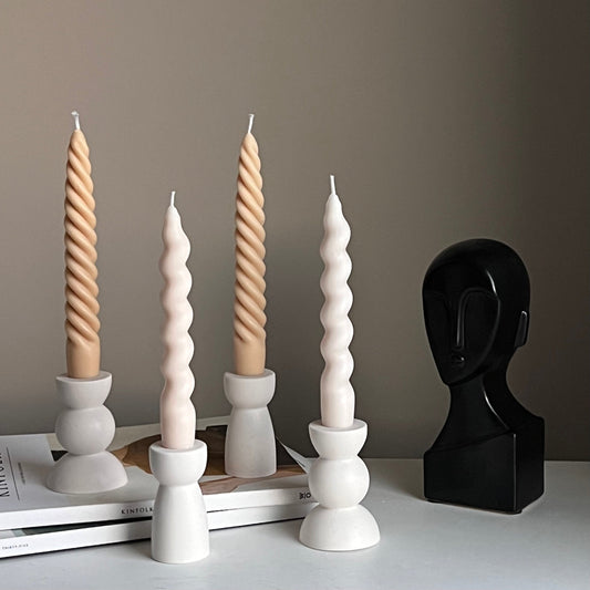 Handmade Jesmonite Hourglass Candlestick Holder: Minimalist Wedding Decor