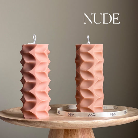 Geometric Soy Pillar Candle: Sculptural Home Decor