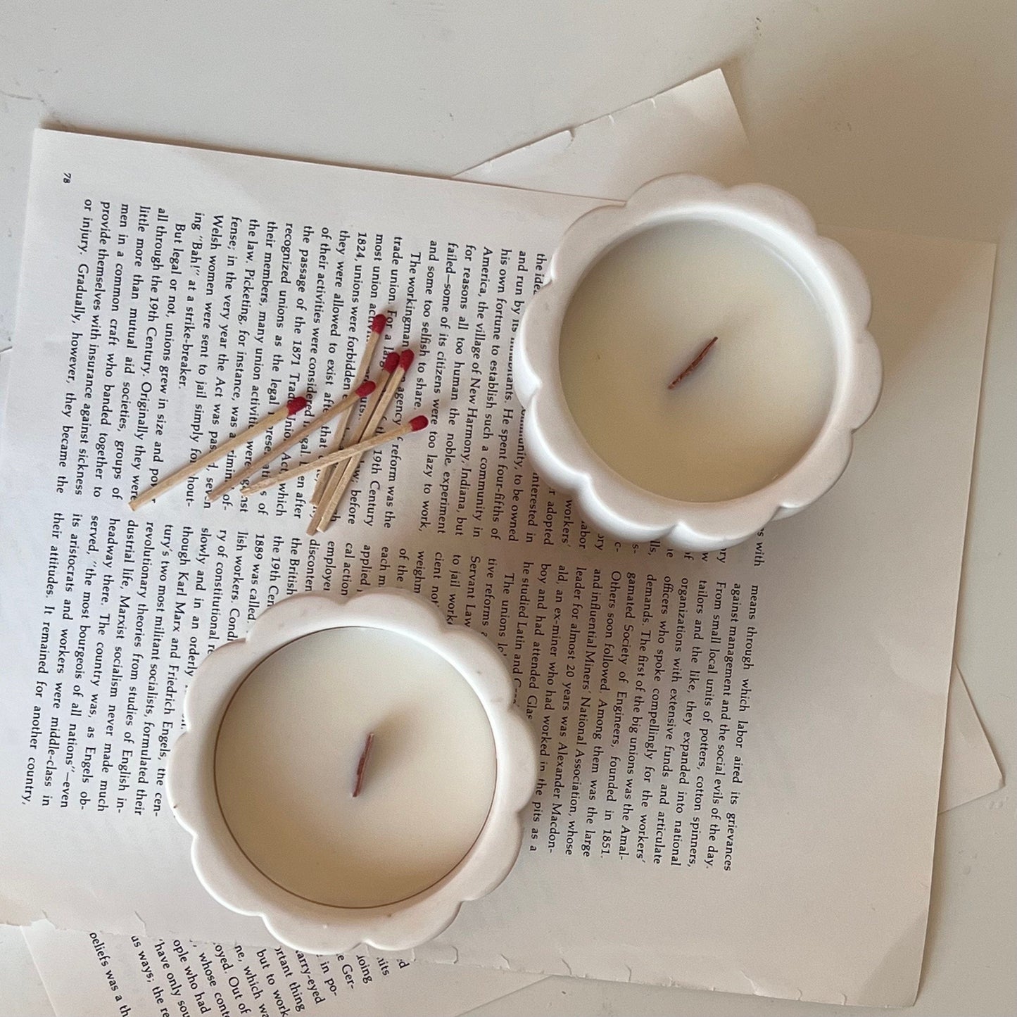 Handmade Flower Soy Wax Candle in Jesmonite Flower Jar with Wood Wick