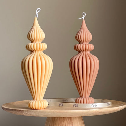 Handmade Ribbed Vase Candle: Vegan Soy Pillar Candle, Boho Home Decor