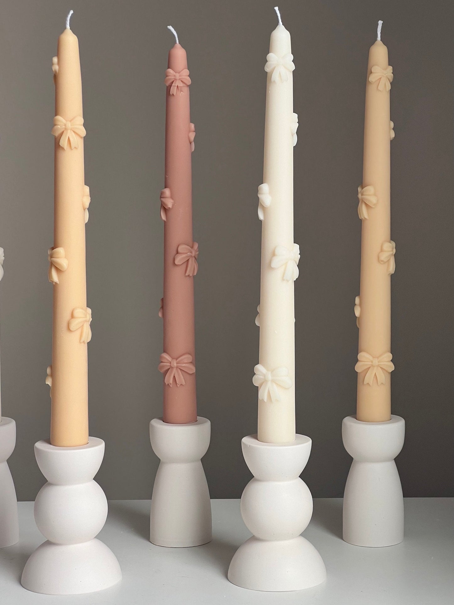 Handmade Soy Wax Taper Candle: Ribbon Decor, Dinner Centerpiece