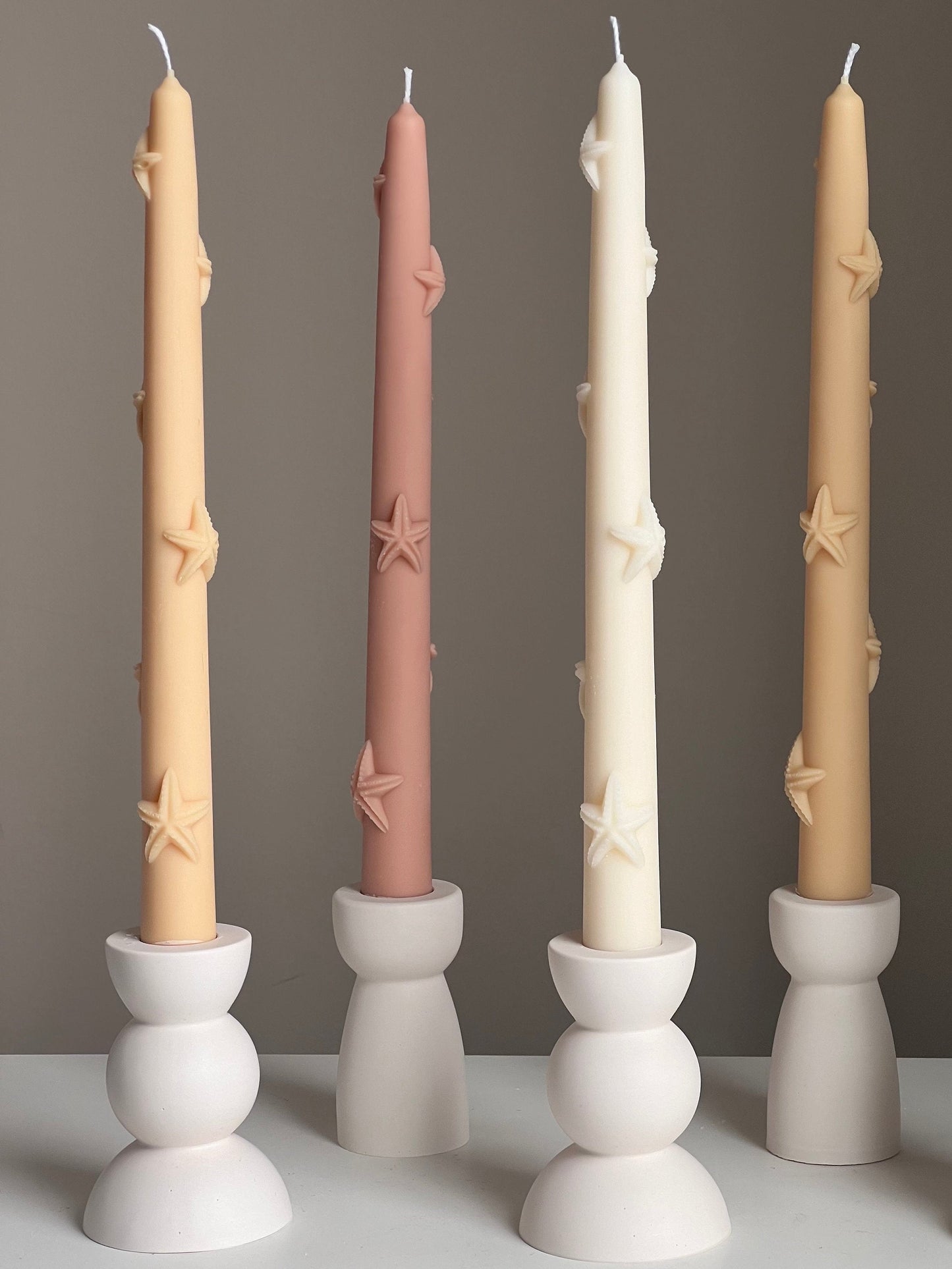 Handmade Starfish Soy Wax Taper Candle: Coastal Decor