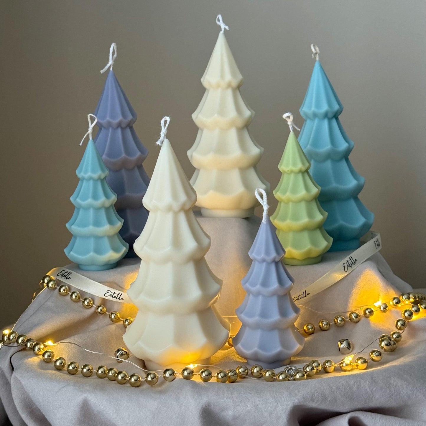 Handmade Ribbed Christmas Tree Candle: Soy Wax Holiday Decor