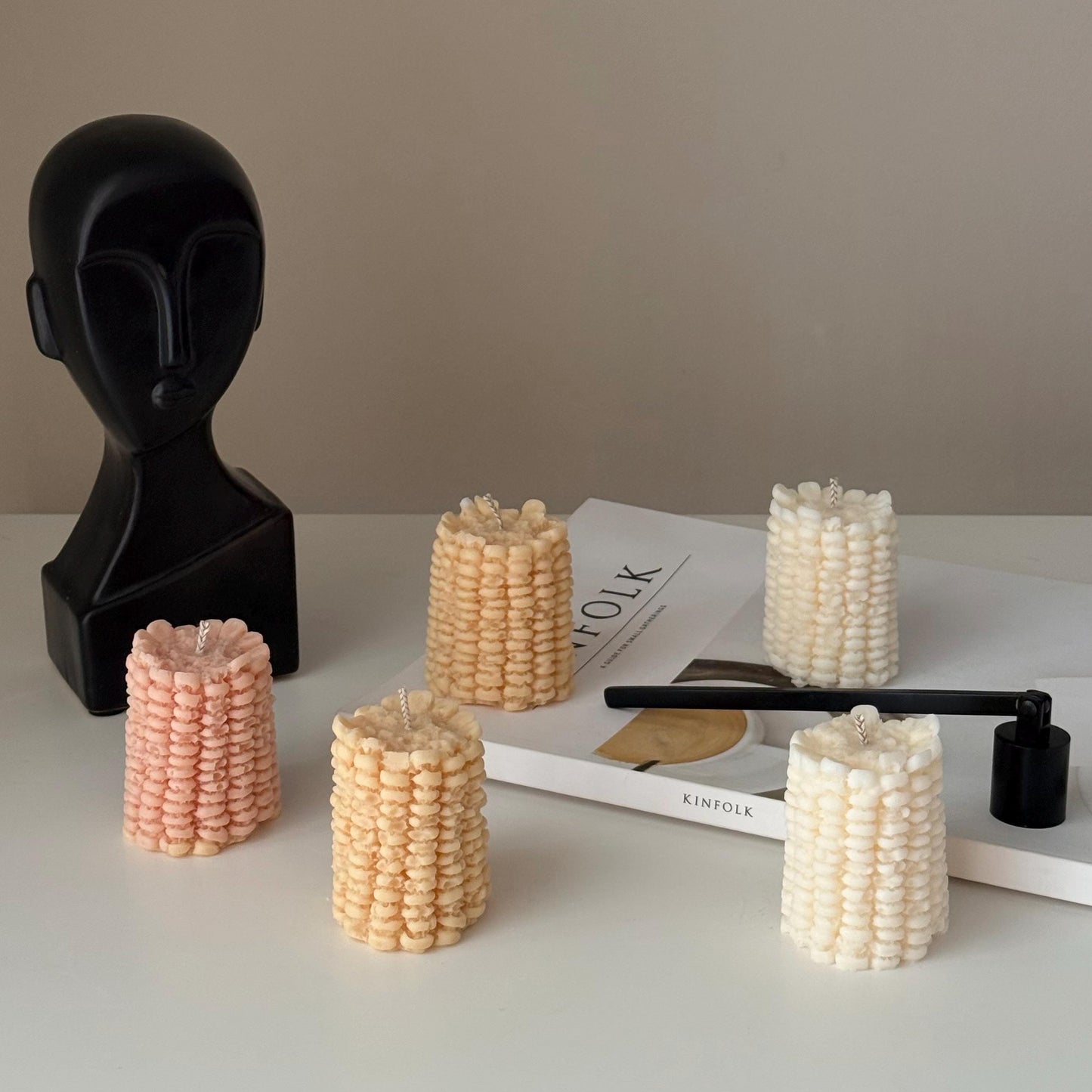 Corn Shaped Soy Candle | Vegan Pillar Candle, Minimalist Decor