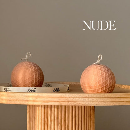 Geometric Orb Candle – Sculptural Textured Design