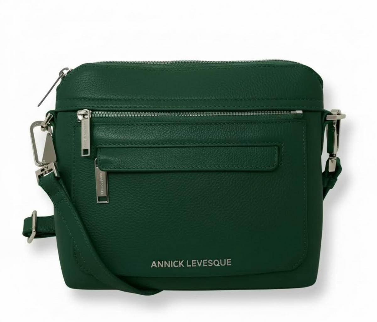 Petit Sac à Bandoulière en Cuir vert foncé, Brigitte