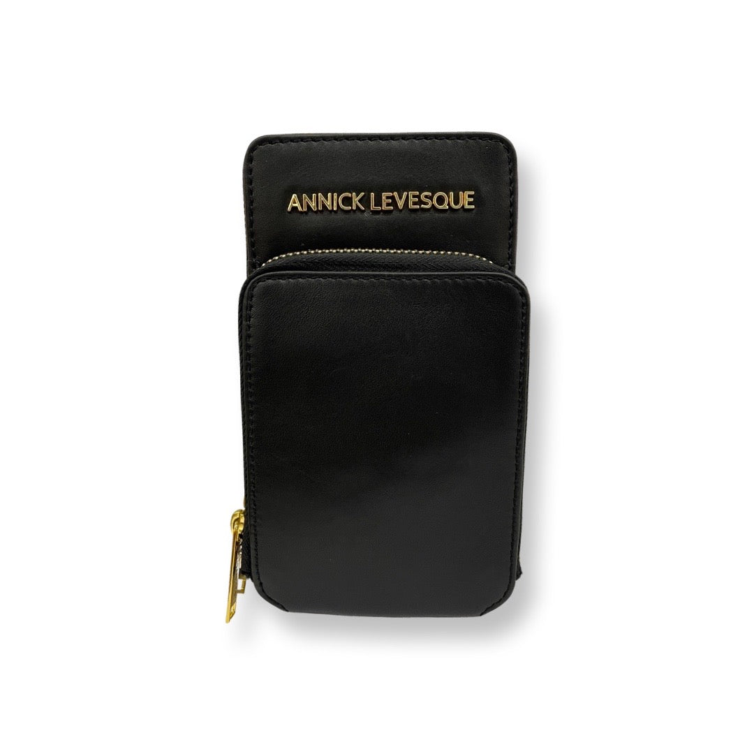 Petit Sac à Bandoulière en Cuir Véritable Noir, Marie-Josée