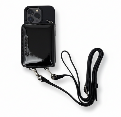Porte-cartes en cuir Maylia, Noir Vernis BPS