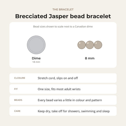 Brecciated Jasper Round Bracelet - 8mm