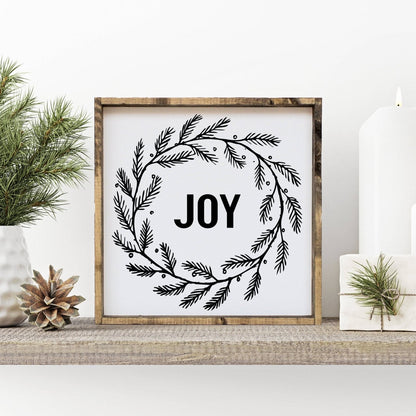 Joy Wreath Wood Sign - AURABAGS SHOP