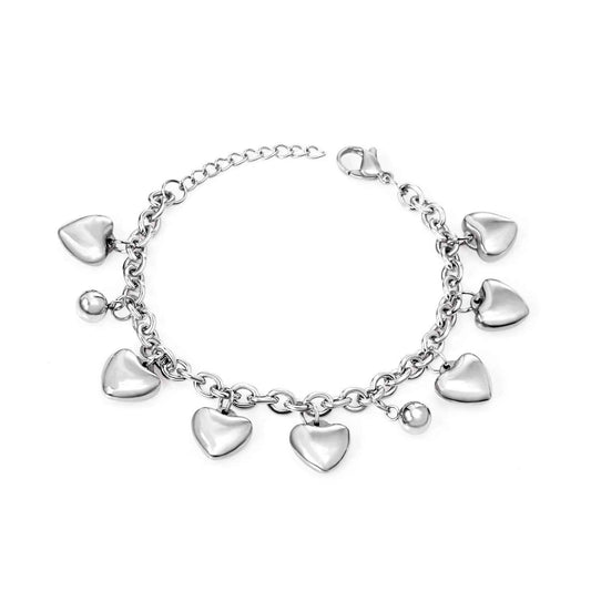 Heart & Sphere Charm Bangle