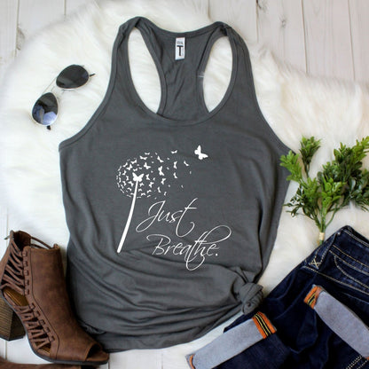 Just Breathe Butterfly Dandelion Tank Top