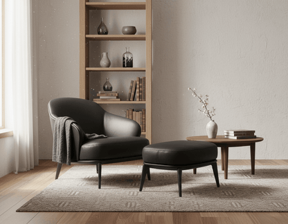 Kensington Leather Lounge Chair and Ottoman