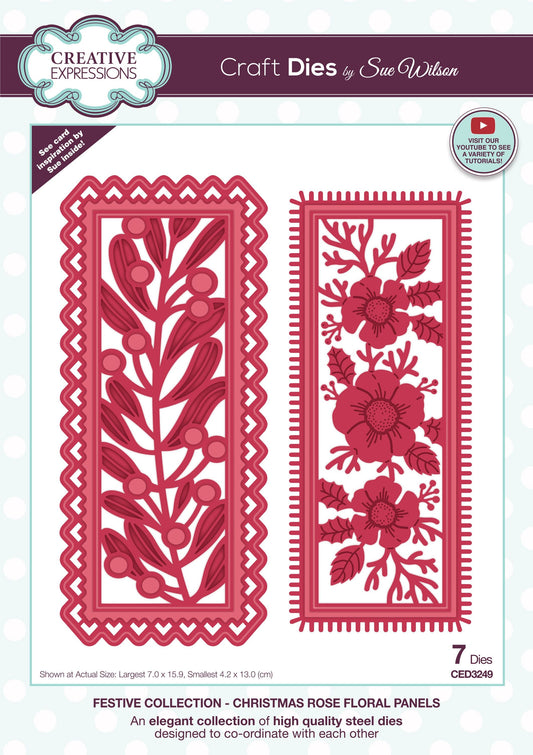 Creative Expressions Sue Wilson Festive Christmas Rose Floral Panels Craft Die