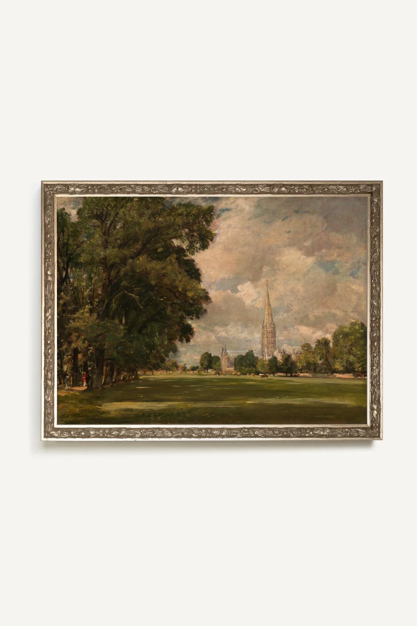 LA CATHÉDRALE DE SALISBURY, CADRE VINTAGE ARGENT