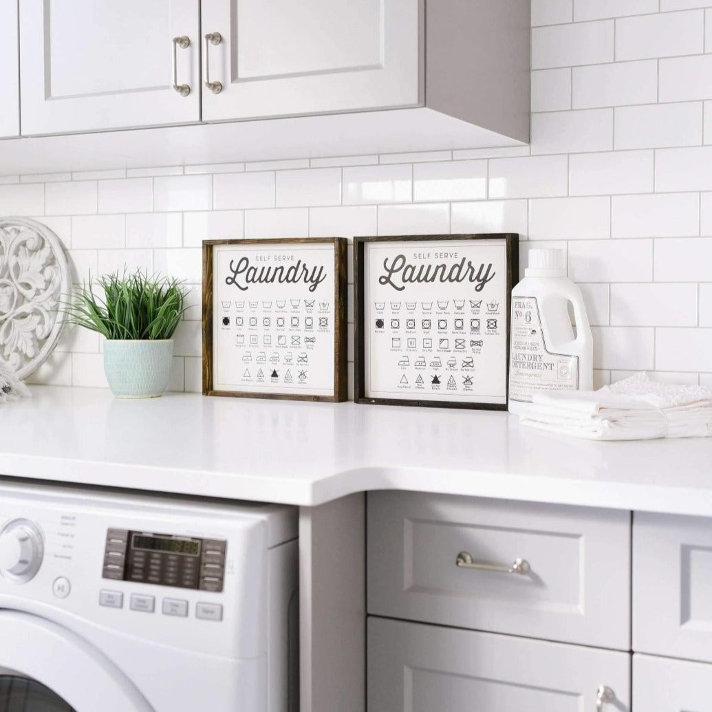 Laundry Symbols Wood Sign - AURABAGS SHOP